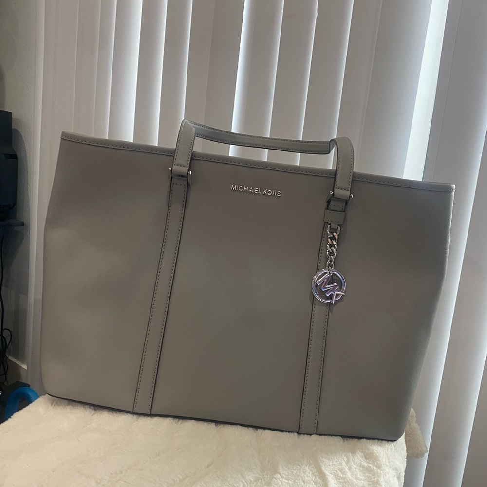 Michael Kors Gray Structured Leather Tote